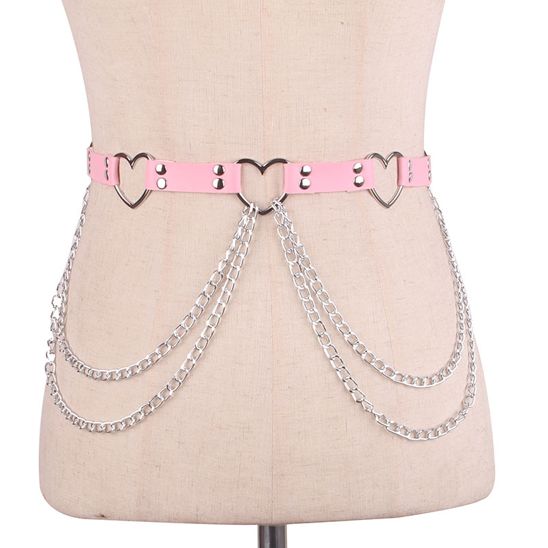 Title 5, Punk Leather Belt With Heart-shaped Metal Trim