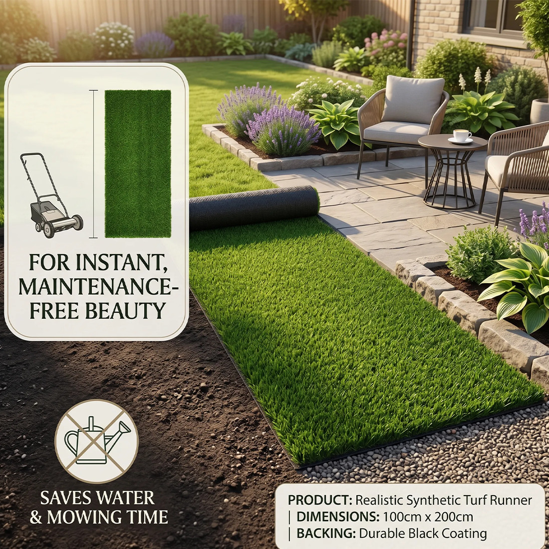 12M Artificial Grass Garden Turf Offcut Roll End Realistic Lawn Fake Carpet Mat