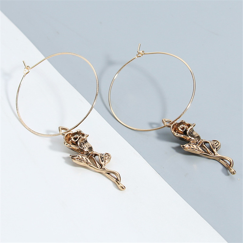 European And American Vintage Abstract Rose Earrings