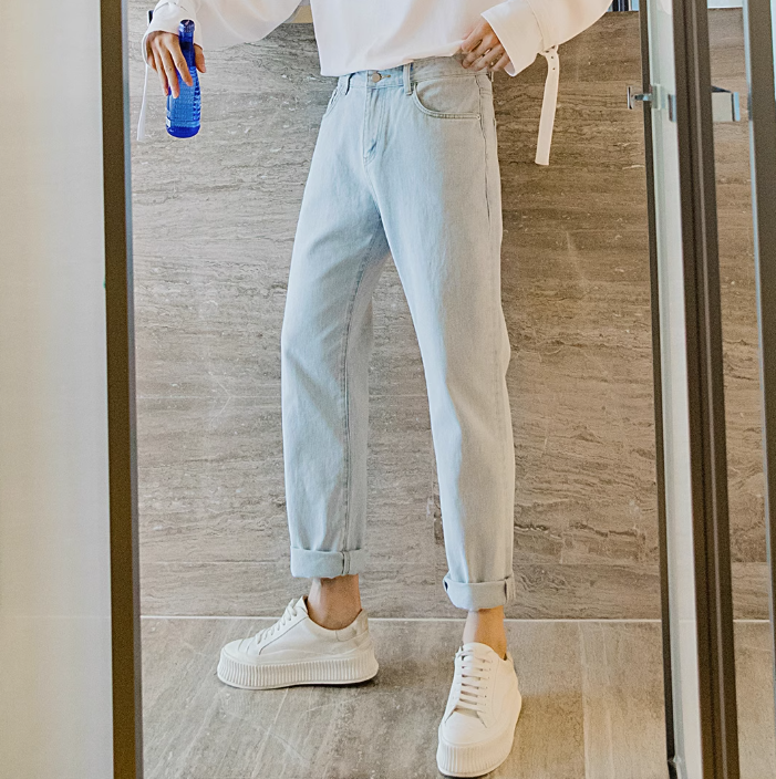 Light Color Pants Men's Loose Straight Tube