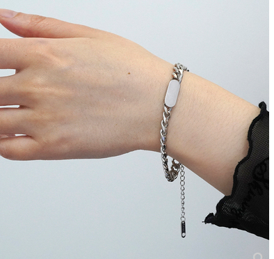 Titanium Steel Round Square Chain Bracelet, Simple And Cool Personality, Cool Wild Korean Hip-hop Hand Jewelry