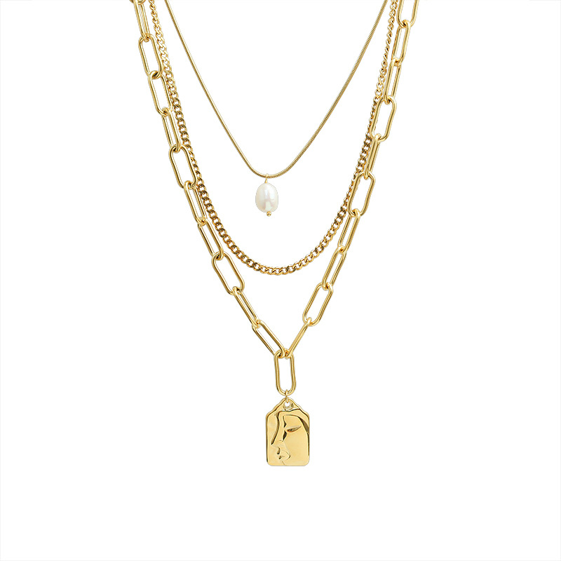 Three Layer Irregular Pendant Freshwater Pearl Sweater Chain