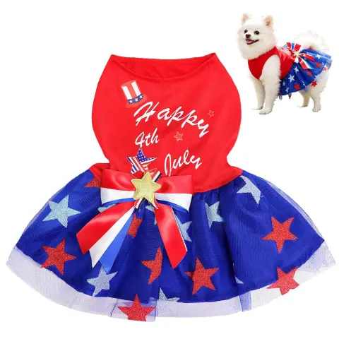 Dog Tulle Dress Independent Day Patriotic Stars Dog Outfit