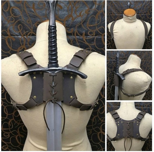 European Medieval Warrior Double Shoulder Strap Sword Set Stage Performance Bronze - Shop at LoveMi