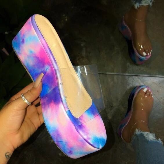 New European And American Thick-soled Color Sandals