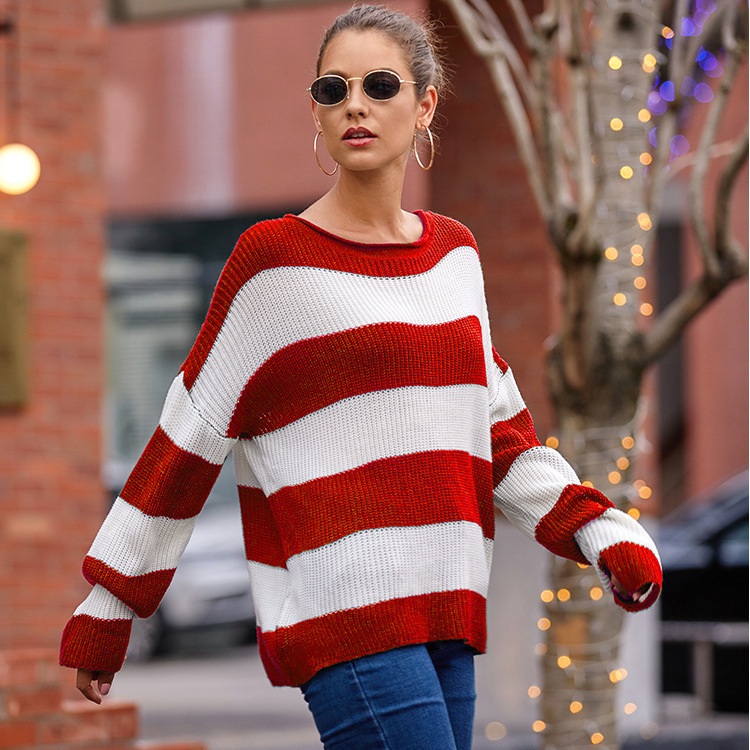 Title 3, Crew Neck Striped Color-block Sweater