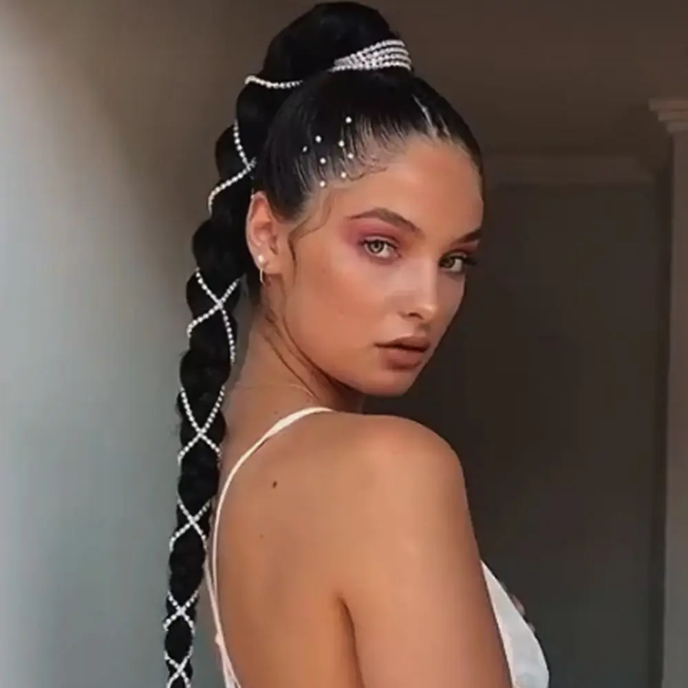 Braided Hair Chain Hip Hop Style Shiny