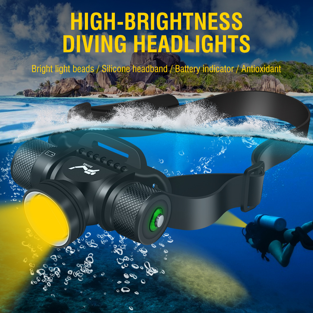Underwater LED Scuba Diving Headlamp Warm Lamp Dive Light