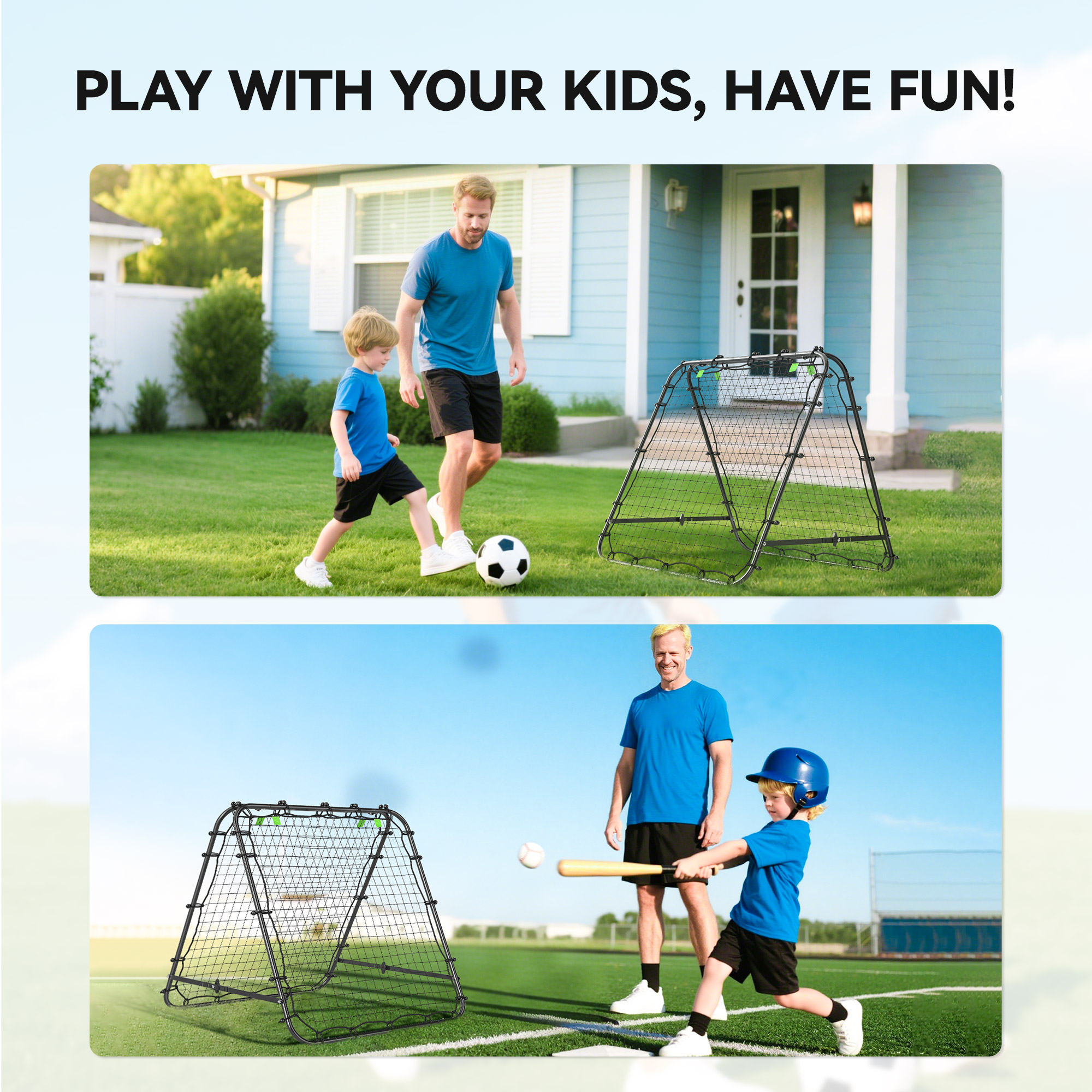 Double Sided Football Rebound Net, Five Adjustable Angle Door, Black — image 6