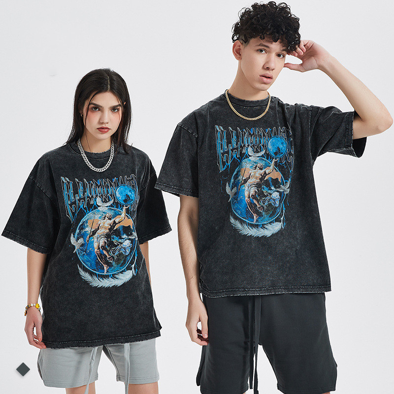 Men's High Street Round Neck Frayed Short Sleeve T-shirt