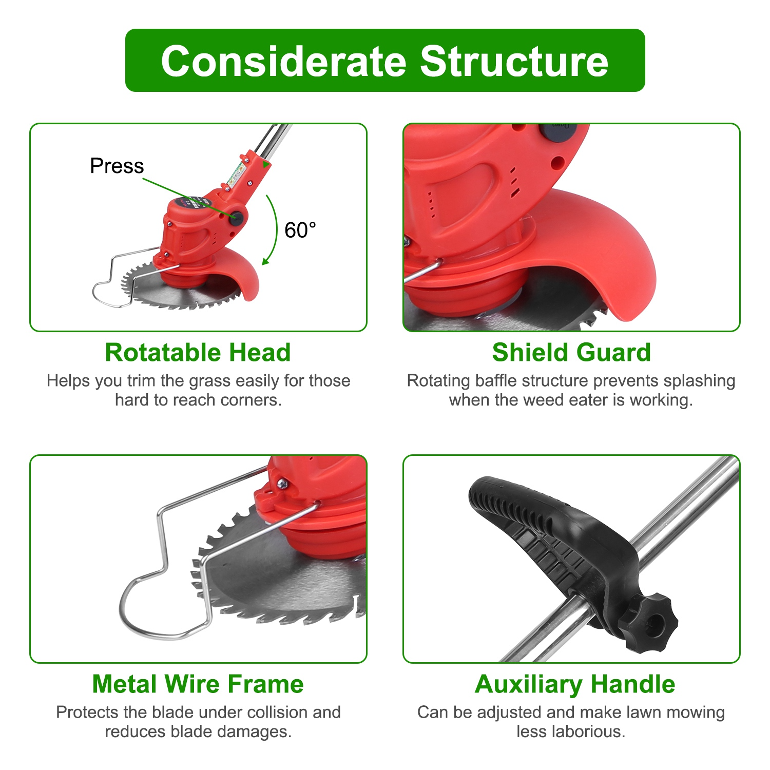 Cordless grass trimmer technical product details