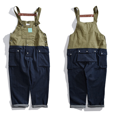 Men's Colorblock Workwear Bib Workwear Daddy Pants