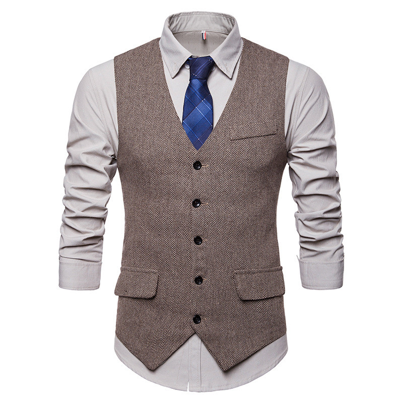 Men's Fashion Single-breasted Vest Type V-neck Suit - Picture 8 of 8