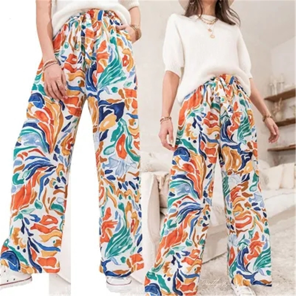 Title 6, Foreign Trade Color Printing Trousers Casual Wi...