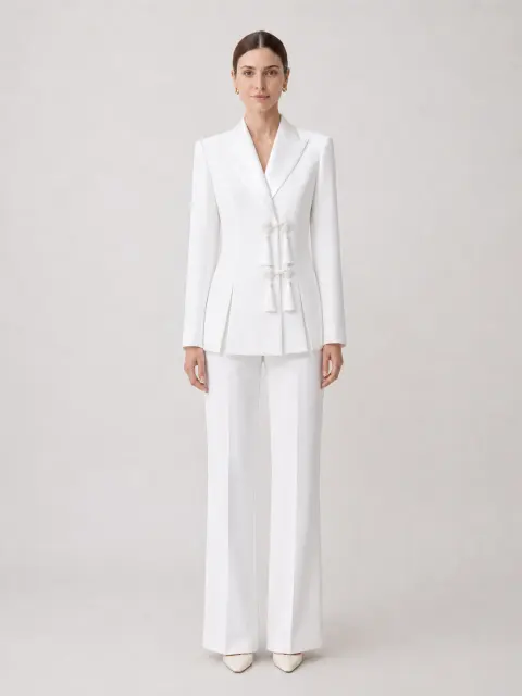 Women Blazers Suit Set with Chinese Knot Tassel