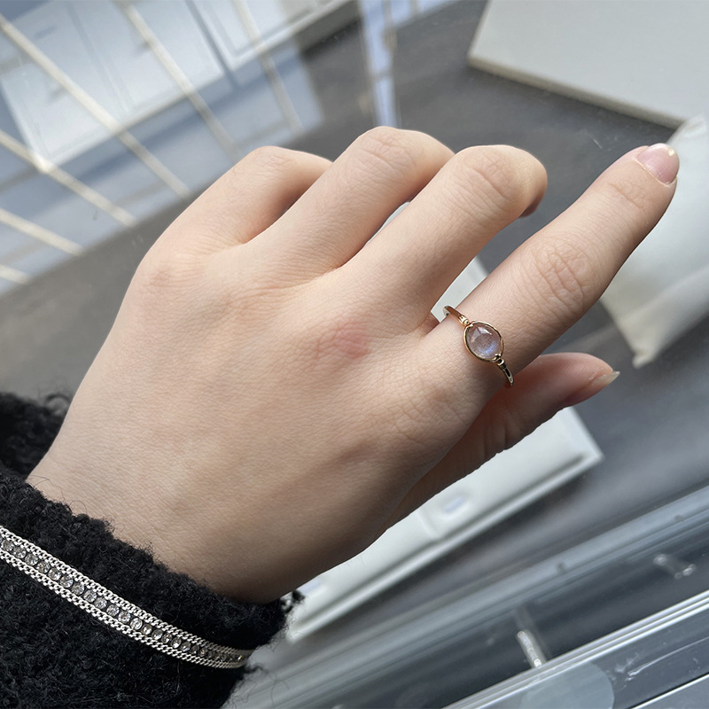 Natural Labradorite Vintage Women's Ring Light Jewelry