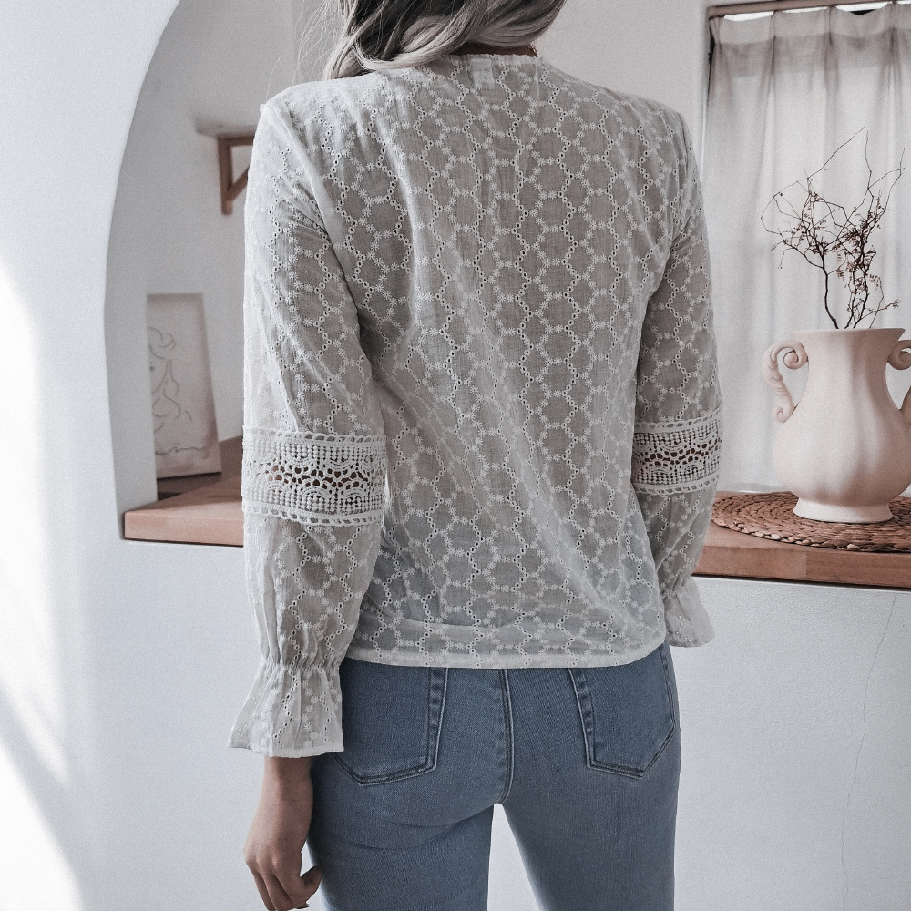 Spring Style European And American Ruffled Trumpet Long-sleeved Casual