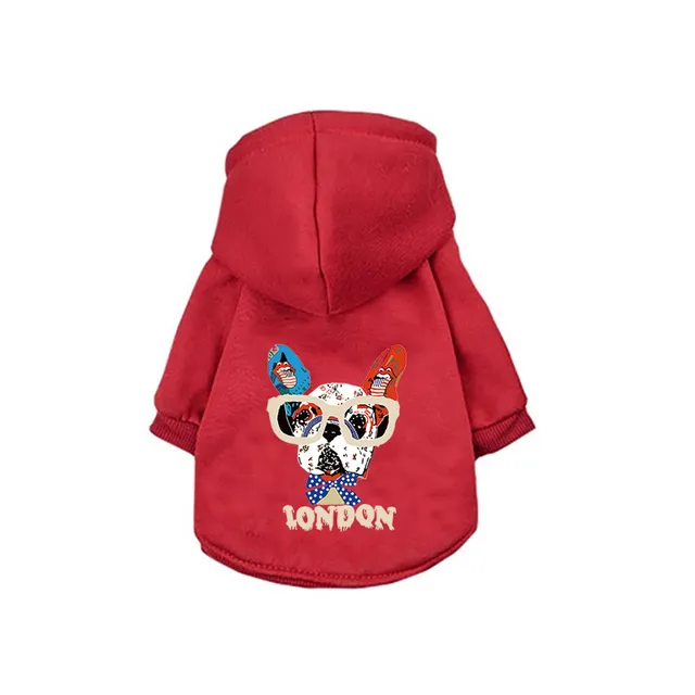 Winter Warm Dog Clothes Cotton Hoodie - Red