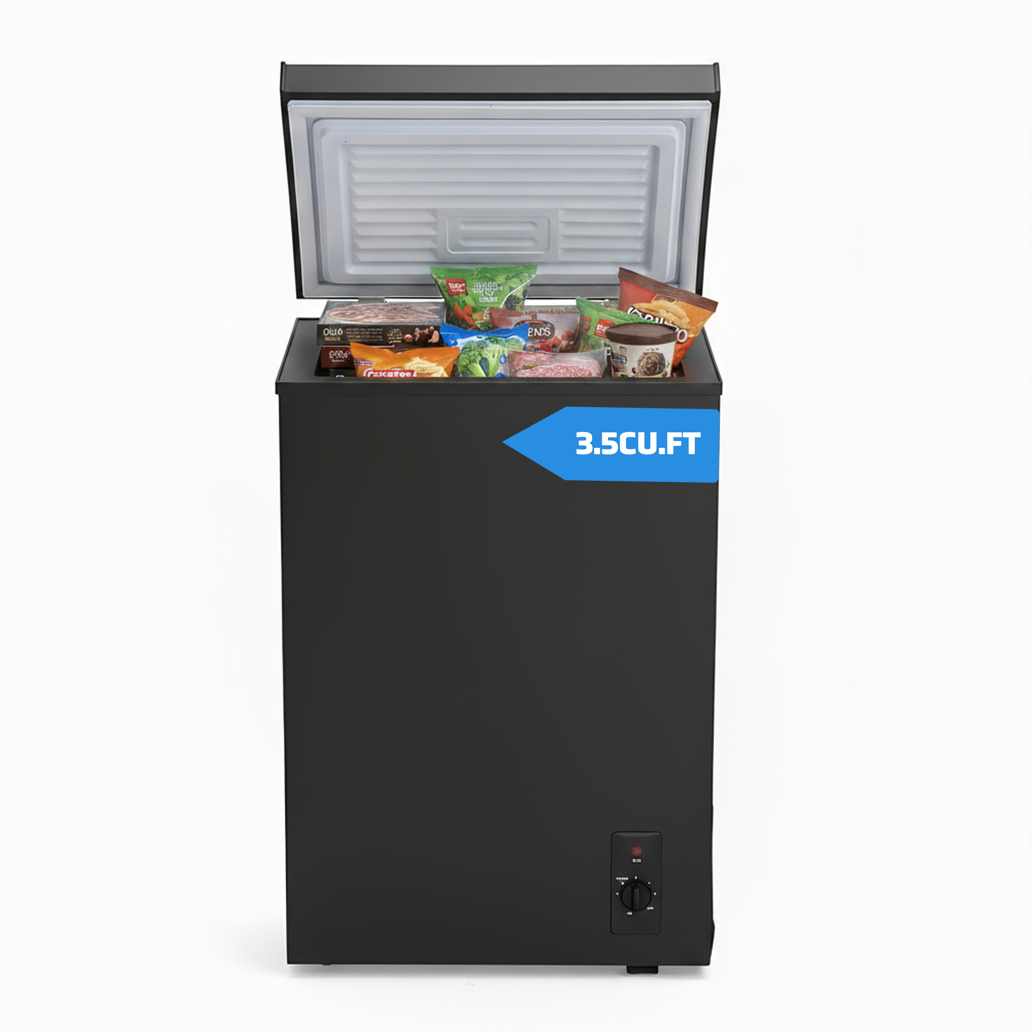 3.5 Cu.Ft Small Chest Freezer Compact Deep Freezer With 7-Level Temperature Control, Rapid Cooling, Energy Efficient & Quiet For Home, Garage, Apartment, And Kitchen, Black