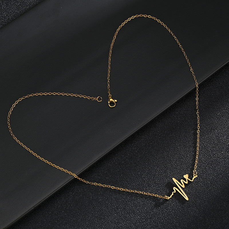 Neutral All-match Couple Heartbeat Heart Titanium Steel Necklace