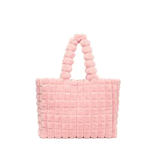 Plaid Handbags Winter Fashion High Capacity Shopping Plush Bag Korean Style Personalized Designer Luxury Tote Bags For Women - Pink