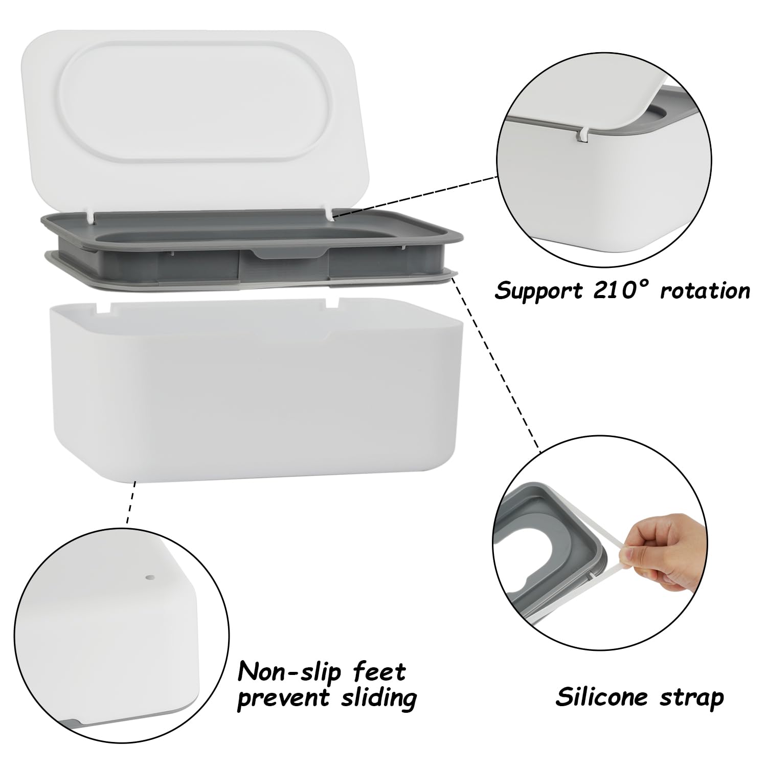 Large Capacity Wet Wipe Dispenser,Reusable Tissue Box,Sealed Dustproof Mask And Wet Wipe Holder For Home Bathroom