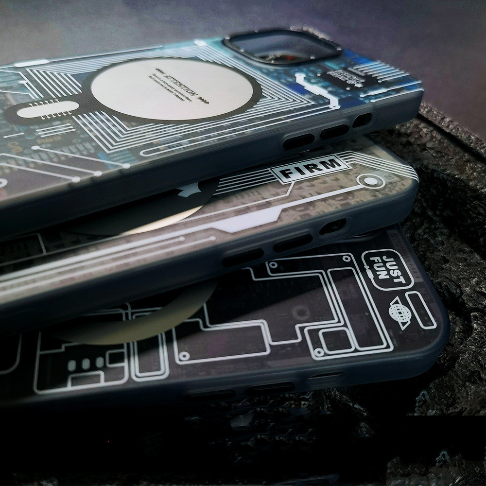 Frosted Magnetic Circuit Board Pattern Phone Case
