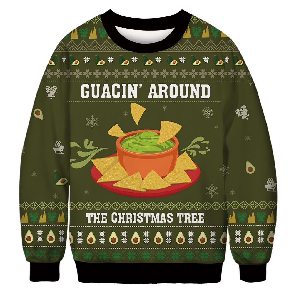 Christmas Digital Print Round Neck Hoodie