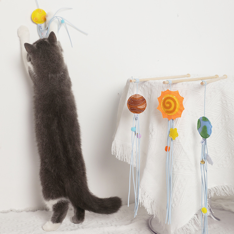 Bells Felt Telescopic Cat Stick Toy