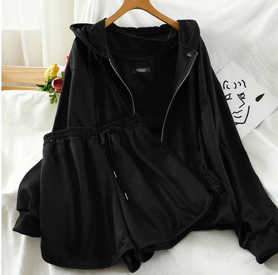 Short Vest Hooded Sweater Straight Short Shorts Casual Women's Three-piece Suit