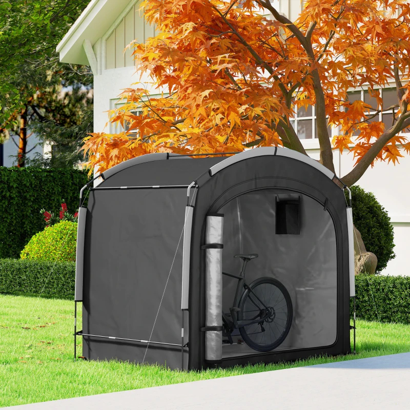 Bike Storage Shed Tent, Portable And Waterproof With 210D Oxford Fabric And Carry Bag For 3-4 Bicycles, Black thumbnail 5