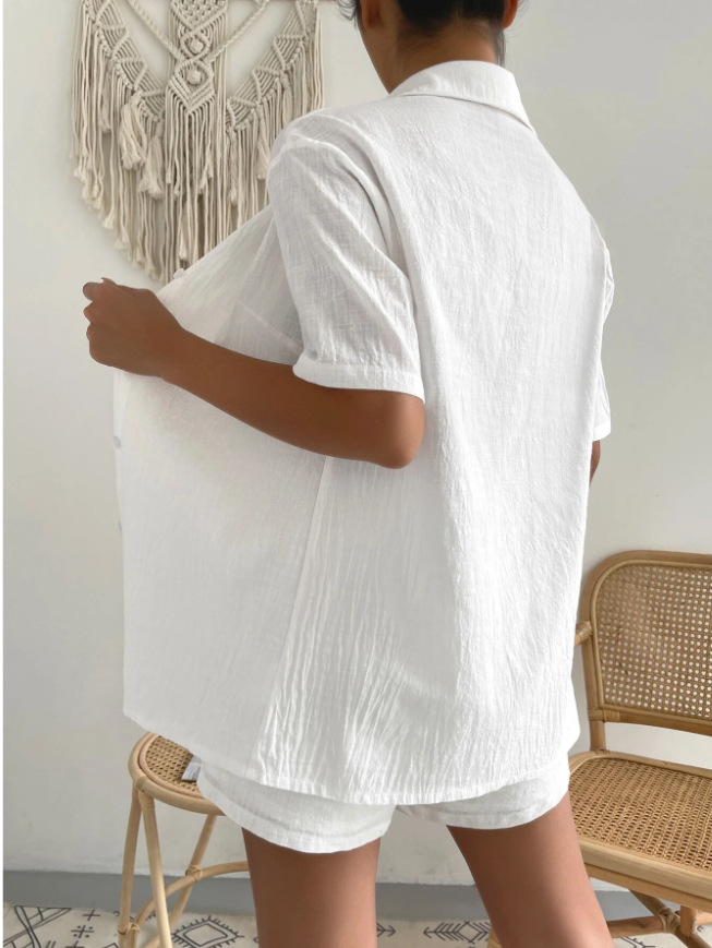 Title 5, Womens cotton and linen loose shirt and shorts...