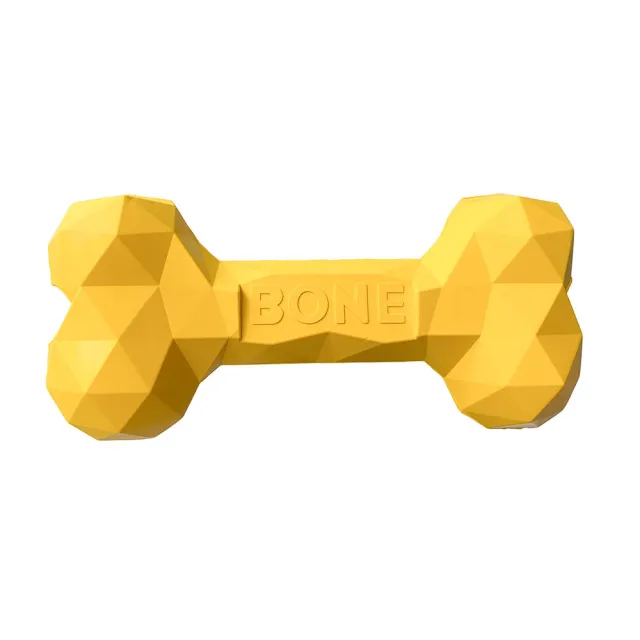 Pet Dog Teeth Grinding Bite Resistant Rubber Bone Toy Yellow - Shop at LoveMi