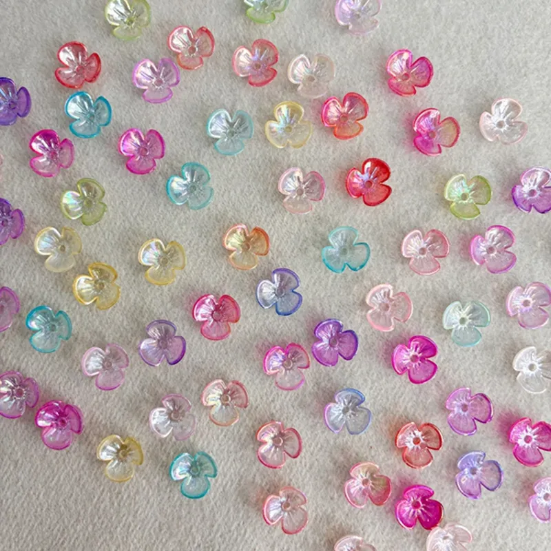 Luminous 3-Petal Acrylic Flower Beads, Glow-in-the-Dark Two-Tone