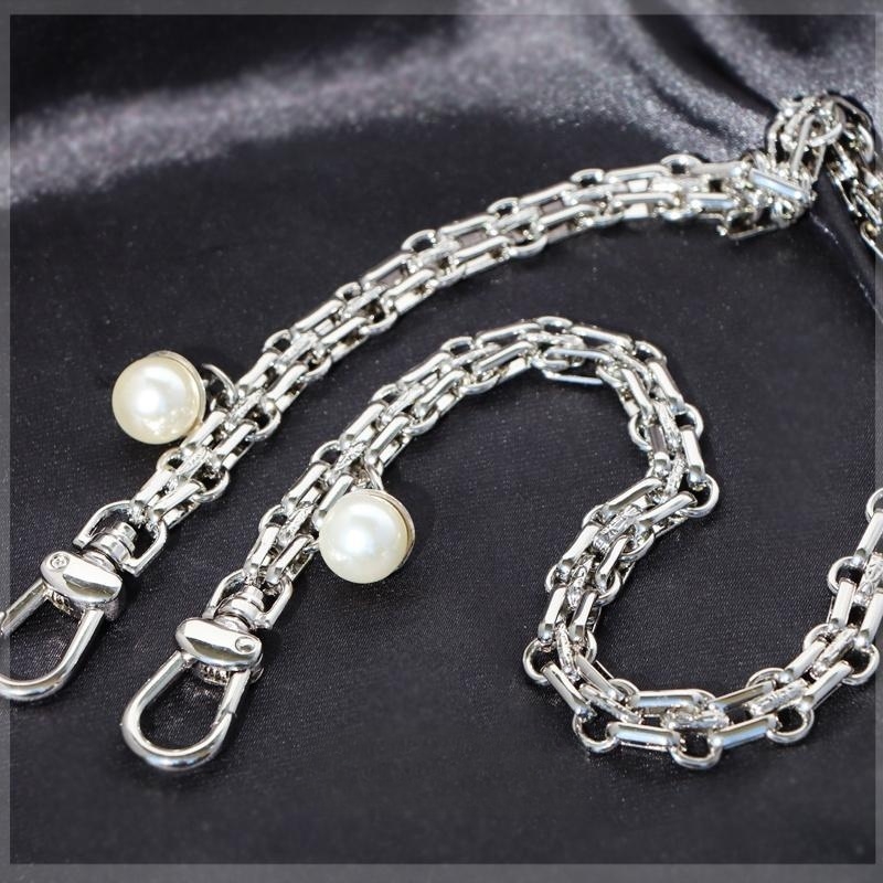 Title 5, 12mm Wide Silver With Pearl Bag With Chain Shou...