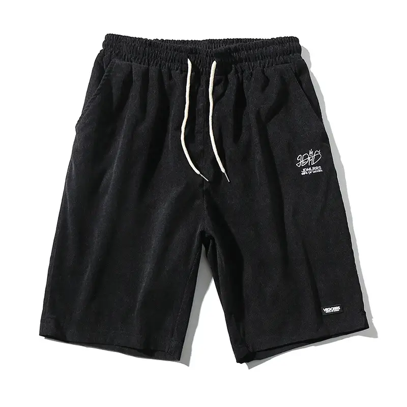 Summer New Corduroy Five Point Pants Embroidered Loose Shorts