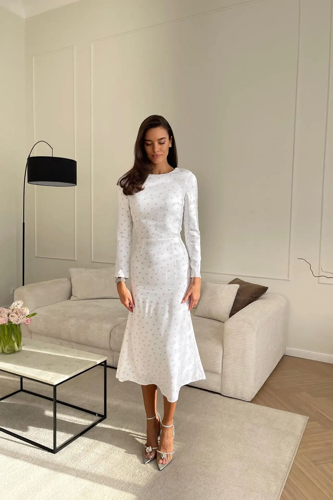 Women's Fitted Vintage Floral Long Sleeve Dress