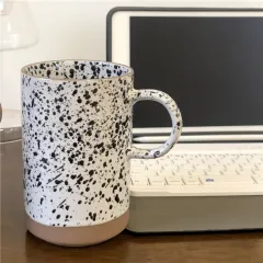 Korean Ins Retro Japanese Style Splash Ink Design Large Capacity Coffee Cup - White - View 1
