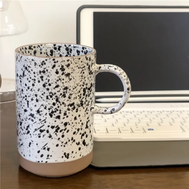 Korean Ins Retro Japanese Style Splash Ink Design Large Capacity Coffee Cup White - Shop at LoveMi