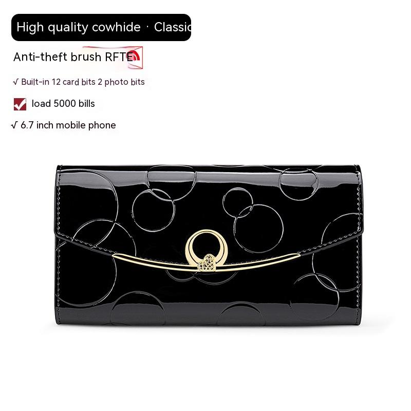 Women's Real Leather Long Large Capacity Wallet Clutch Bag Black - Shop at LoveMi