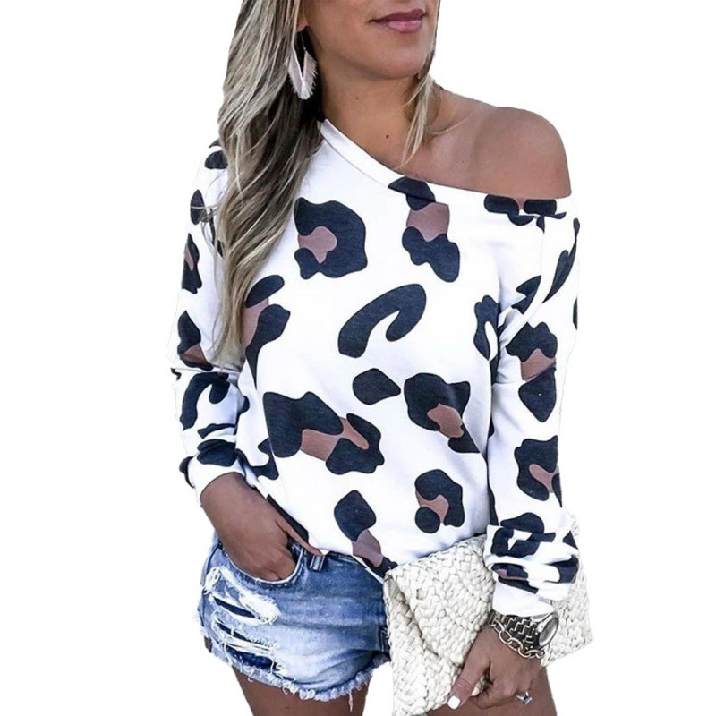 Title 5, Fashion Leopard Print Sexy Long Sleeve Off Shou...