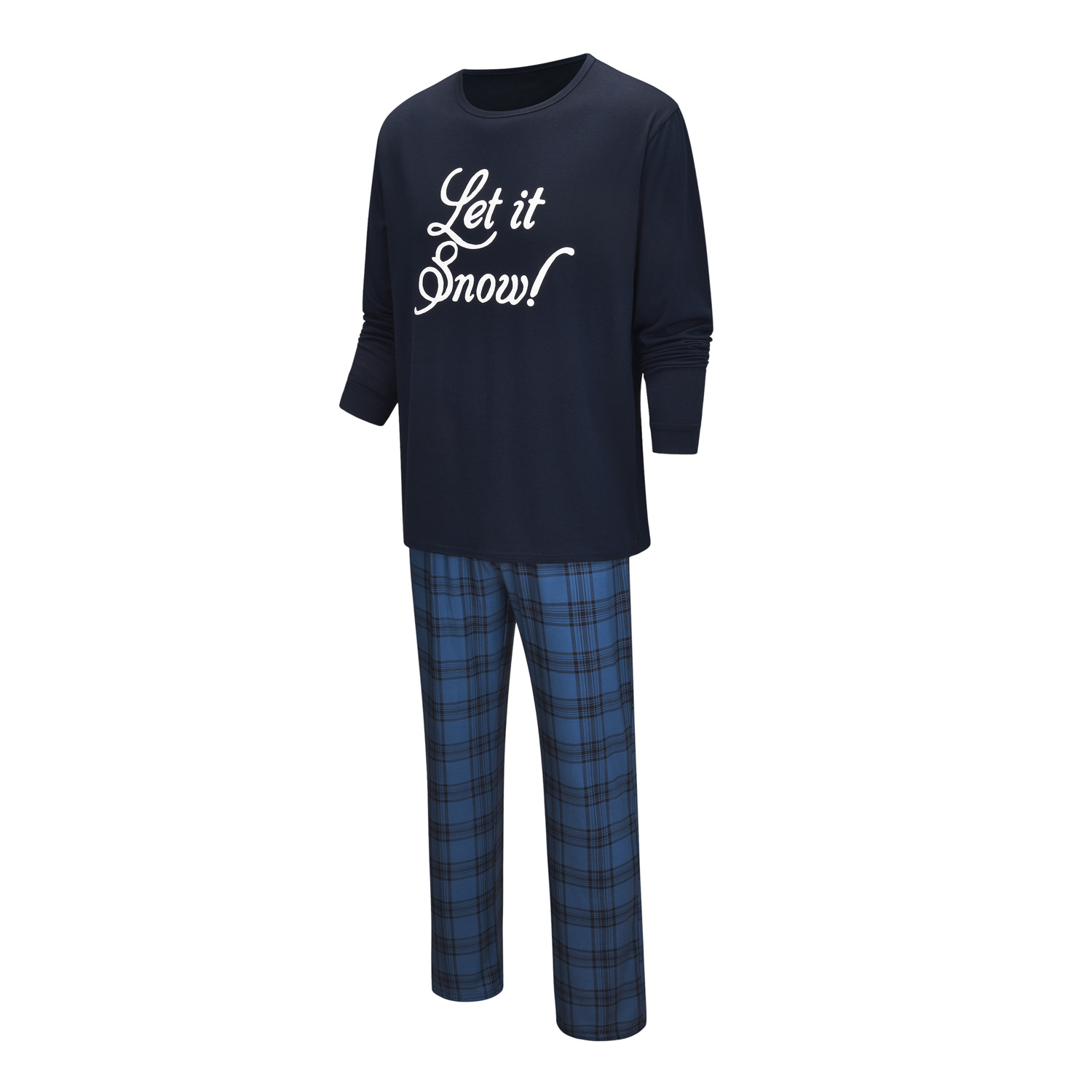 European And American Christmas Letter Printing Parent child Clothing Home Wear Suit Dark Blue - Shop at LoveMi