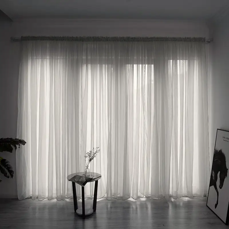 Simple and Modern Balcony Solid Color Gauze Curtain