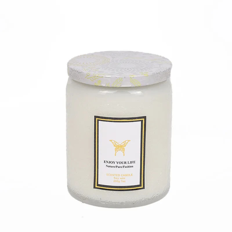 Embossed Glass Fragrance Handmade Gift Aromatherapy Soy Candles - Paradise Gardenia