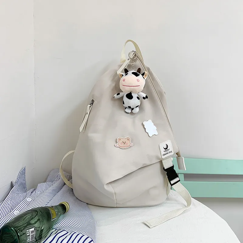 Middle School Students Backpacks Women's Shoulders - White