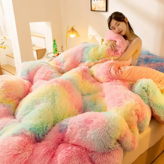 Super Soft Long Fleece Mink Crystal Velvet Thickened Warm Winter Quilt Dazzling Color - Shop at LoveMi