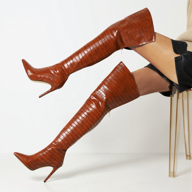 Title 4, Pointed back zip high-top over-the-knee boots