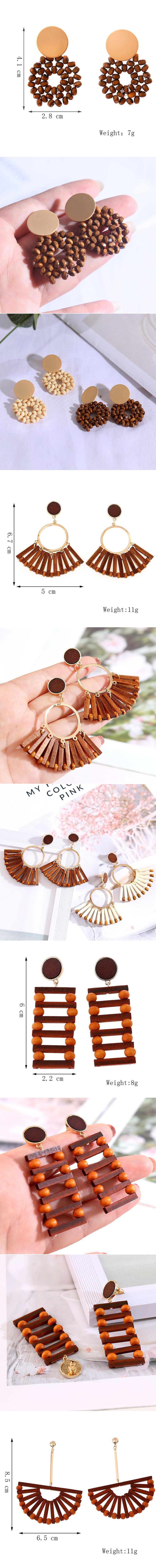 Acetate Board Wood Combination Earrings