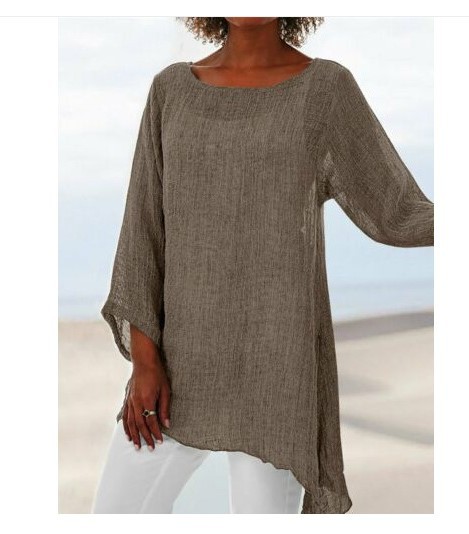 Women's Solid Color Versatile Casual Tops Irregular Long Sleeves