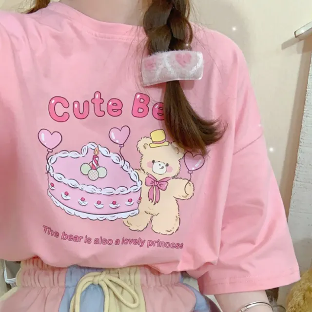 Short sleeved Summer New Female Ins Tide Loose Wild Cotton White T shirt Top Pink - Shop at LoveMi